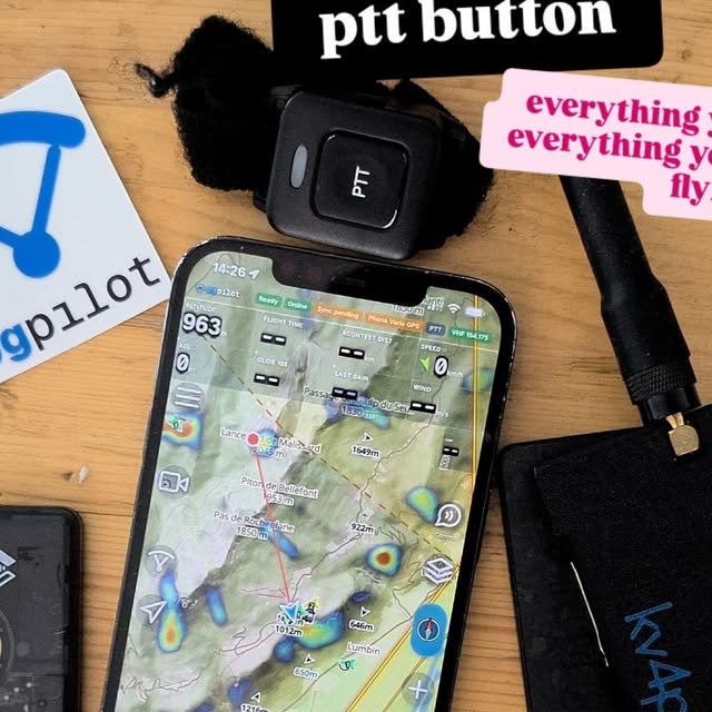A PTT button, the app and a phone-connected VHF radio